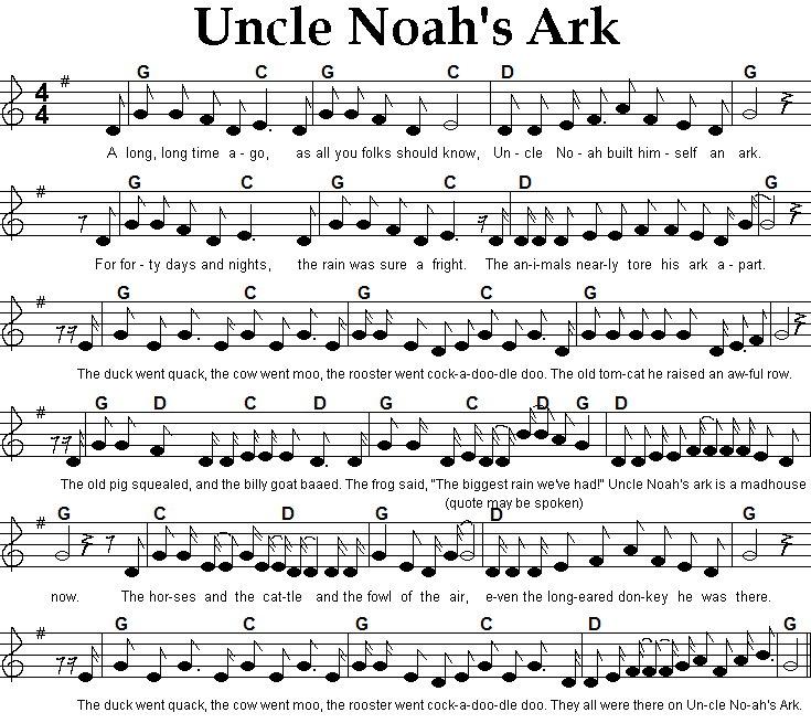 Noah’s Ark music and chords